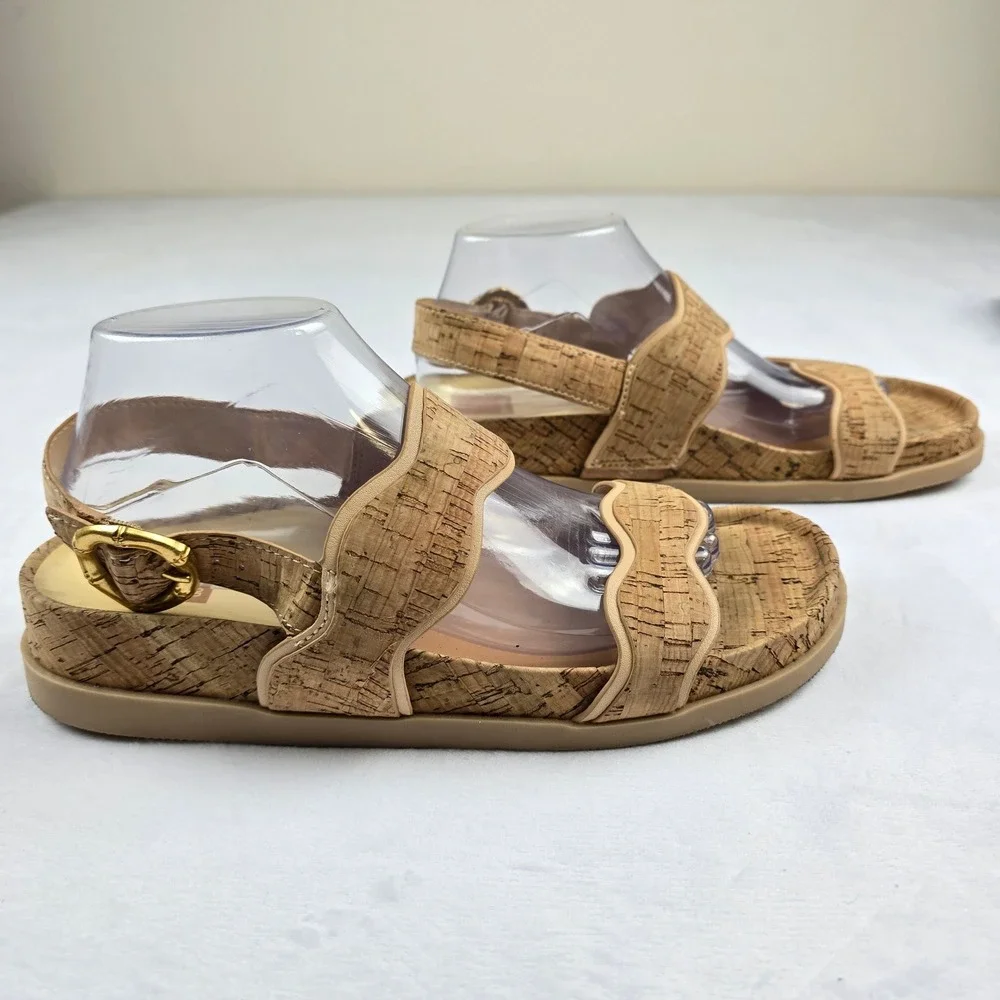 Dolce Vita Cork Sandals Women's Size 9.5 Buckle‎ Strap Wavy Platform Shoes